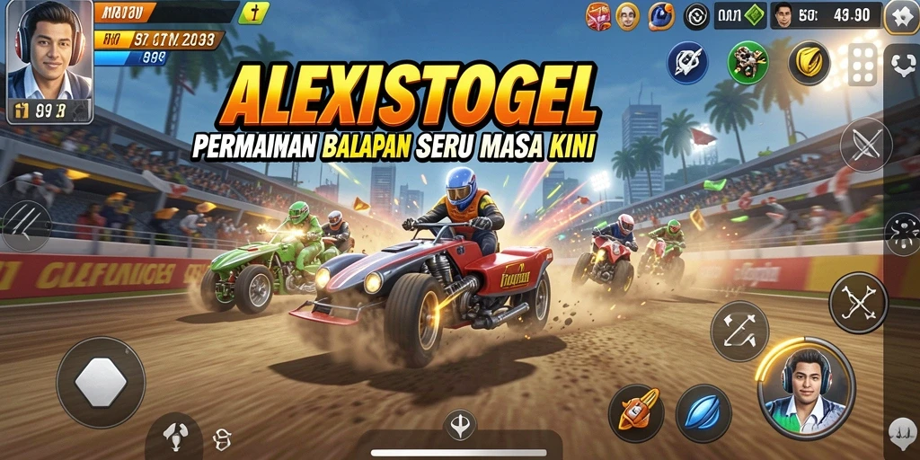 Tampilan gameplay ALEXISTOGEL yang seru dan menegangkan saat balapan.