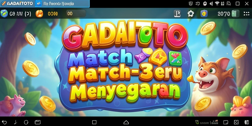 Tampilan gameplay seru GADAITOTO dengan item match-3 yang berwarna-warni.