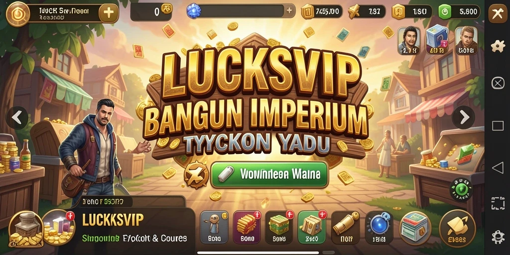 Tangkapan layar gameplay <strong>LUCKSVIP</strong> dengan antarmuka manajemen bisnis yang menarik.