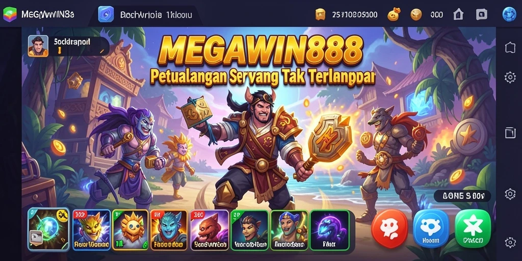 Tampilan gameplay seru MEGAWIN888 saat menjelajahi dunia petualangan.