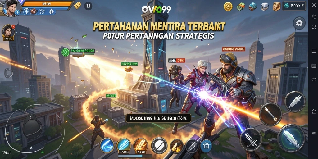 Tangkapan layar OVO99 menunjukkan aksi mendebarkan dalam pertempuran Tower Defense.