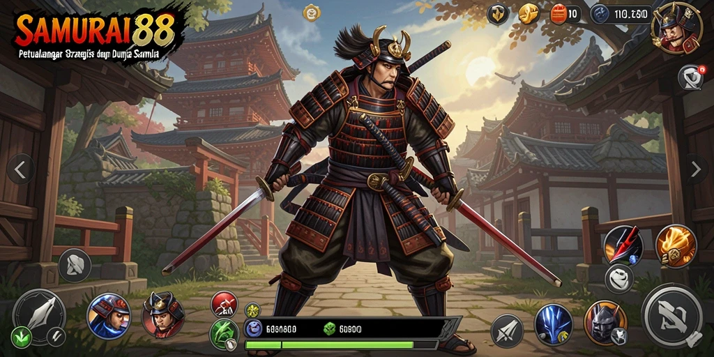 Tampilan gameplay SAMURAI88 yang mendebarkan dengan samurai beraksi.