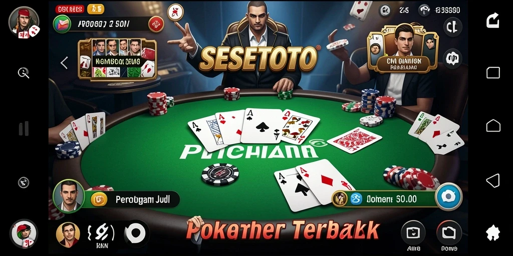 Tampilan screenshot utama SESETOTO menampilkan permainan Poker yang seru dan intens.