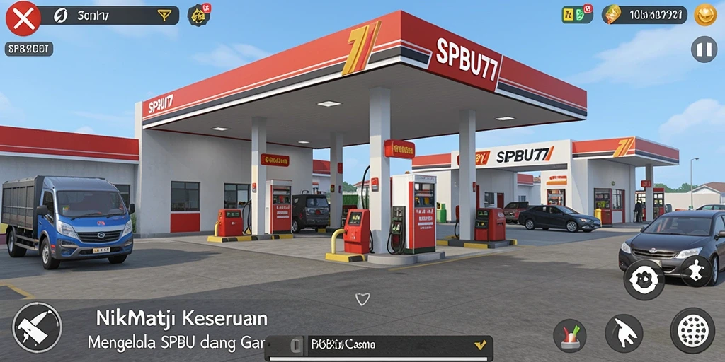 Tampilan gameplay SPBU77 yang seru dan menarik.